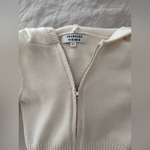 Frankie's Bikinis Off-White Zip-Up Hoodie